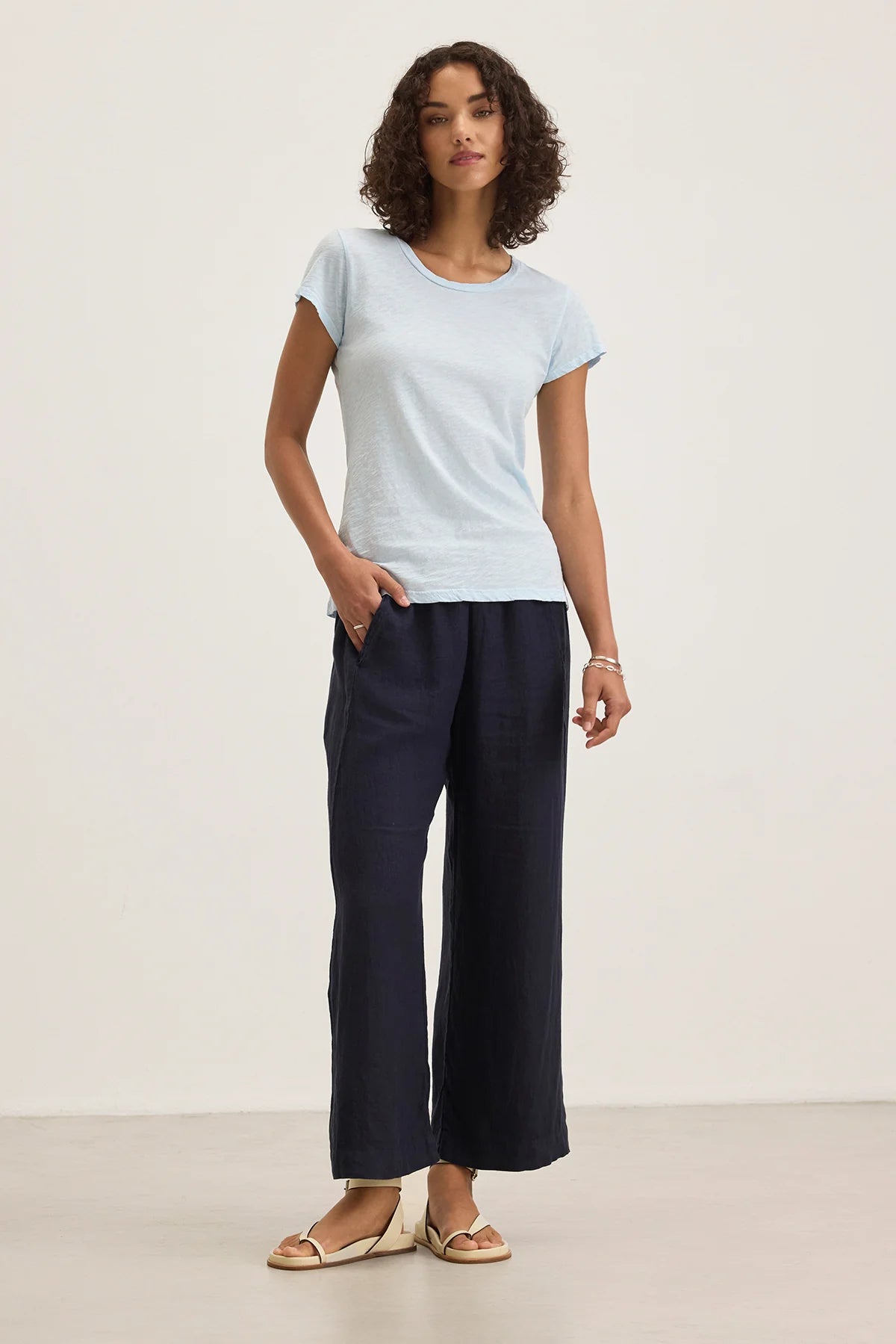 Lola Linen Straight Leg Pant - Shadow