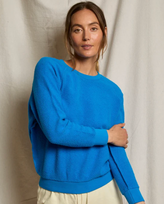 Ziggy Reverse Fleece Shrunken Crew Neck Sweatshirt - Cobalt