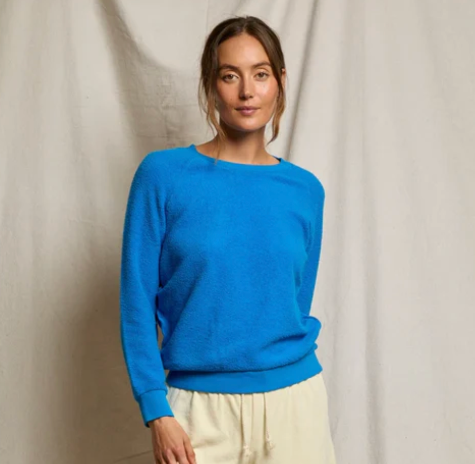 Ziggy Reverse Fleece Shrunken Crew Neck Sweatshirt - Cobalt