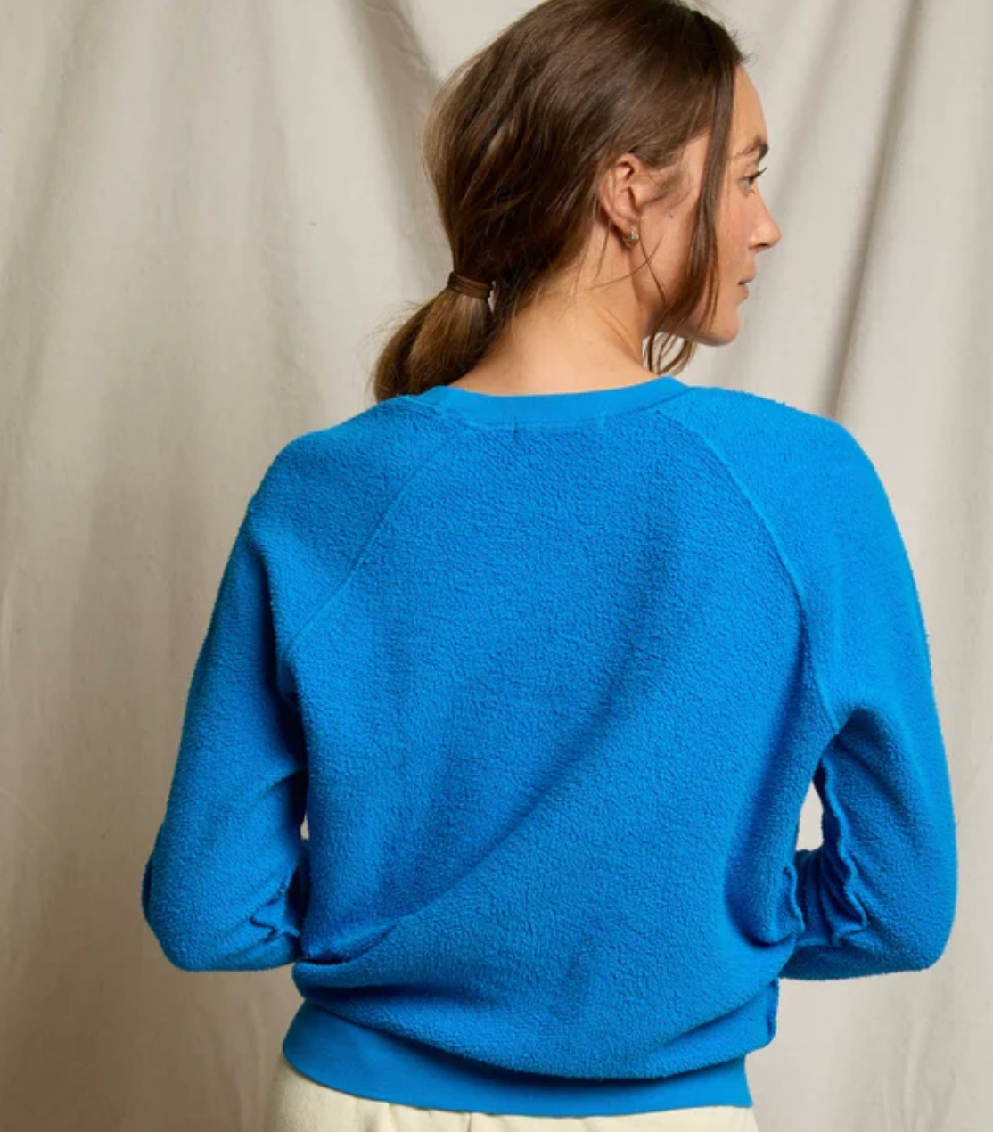 Ziggy Reverse Fleece Shrunken Crew Neck Sweatshirt - Cobalt