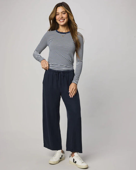 Angie Crop Wide Leg Pant - Navy