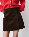 Adele Corduroy Wrap Mini Skirt - Chocolate