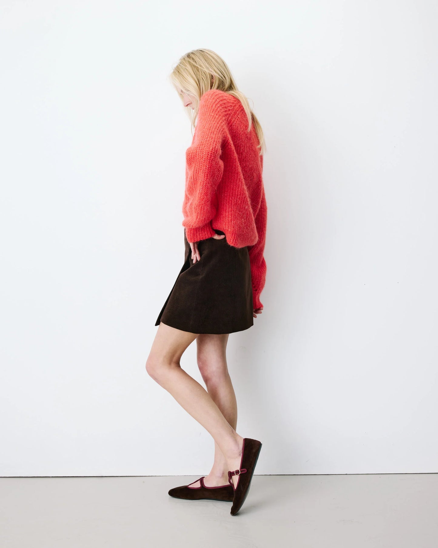 Adele Corduroy Wrap Mini Skirt - Chocolate