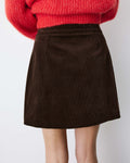 Adele Corduroy Wrap Mini Skirt - Chocolate