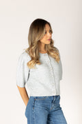 Aimee Novelty Short Sleeve Cardi - Fog