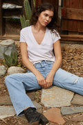 Alanis Recycled Cotton V-Neck Tee - White
