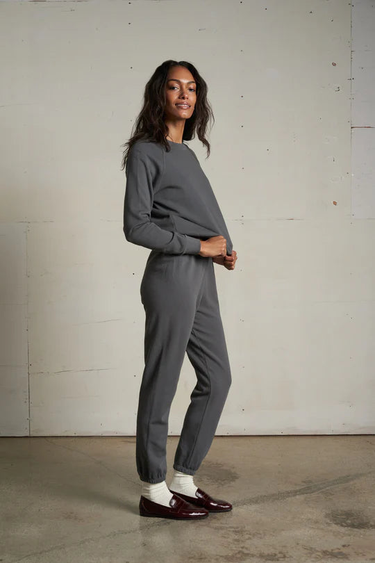 Alexi French Terry Raglan Crew Sweatshirt - Charcoal