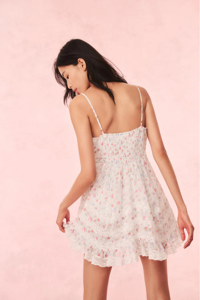 alonna cotton floral mini dress LoveShackFancy Alonna Dress in Confetti Bloom