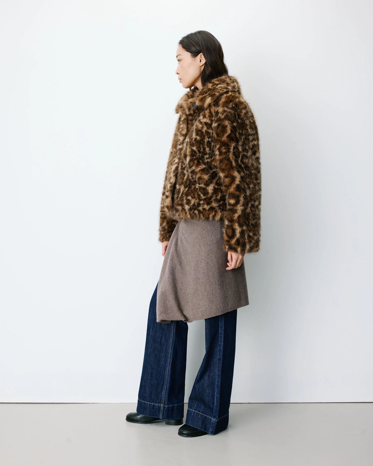 Alva Short Patterned Faux-Fur Coat - Leopard