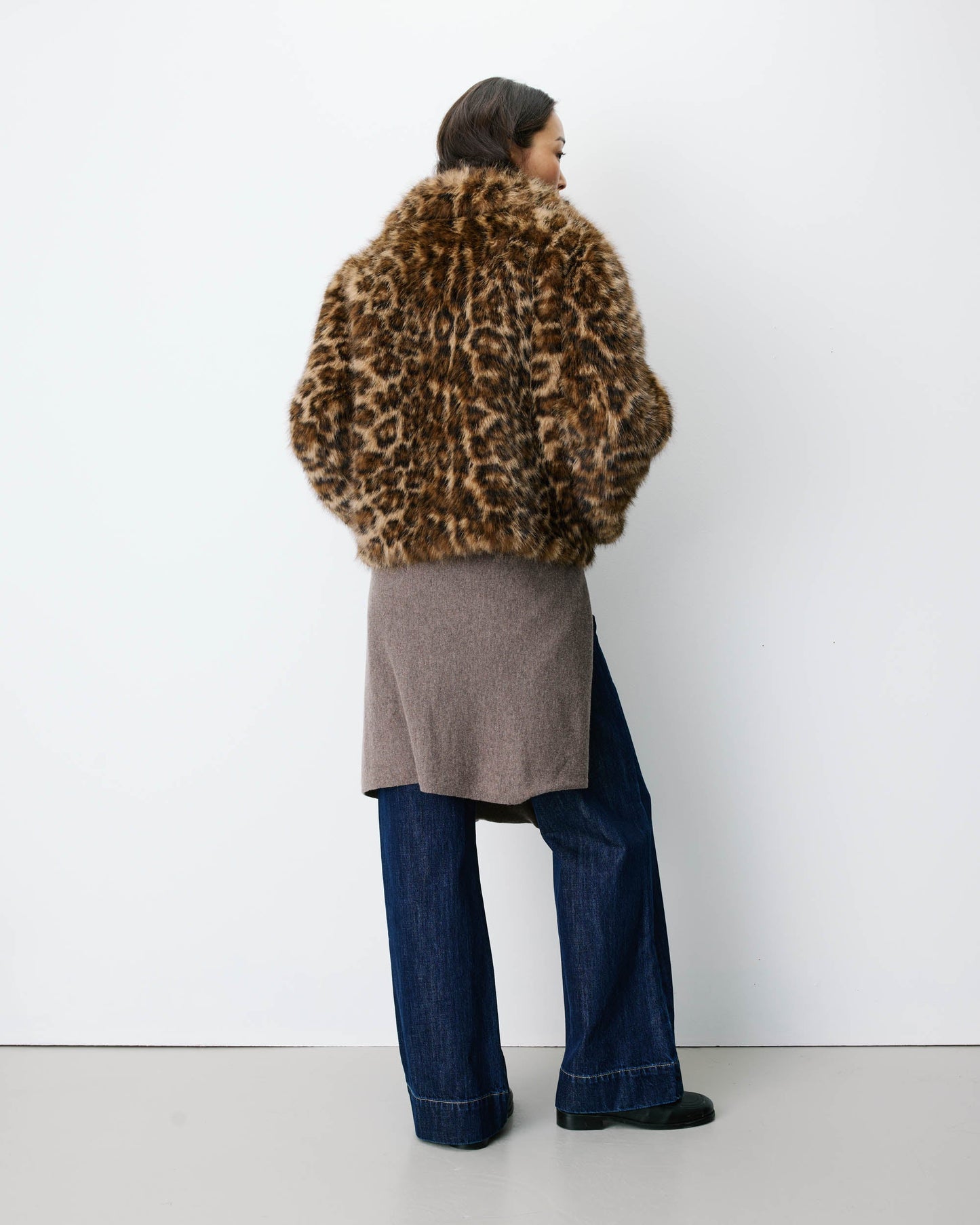 Alva Short Patterned Faux-Fur Coat - Leopard