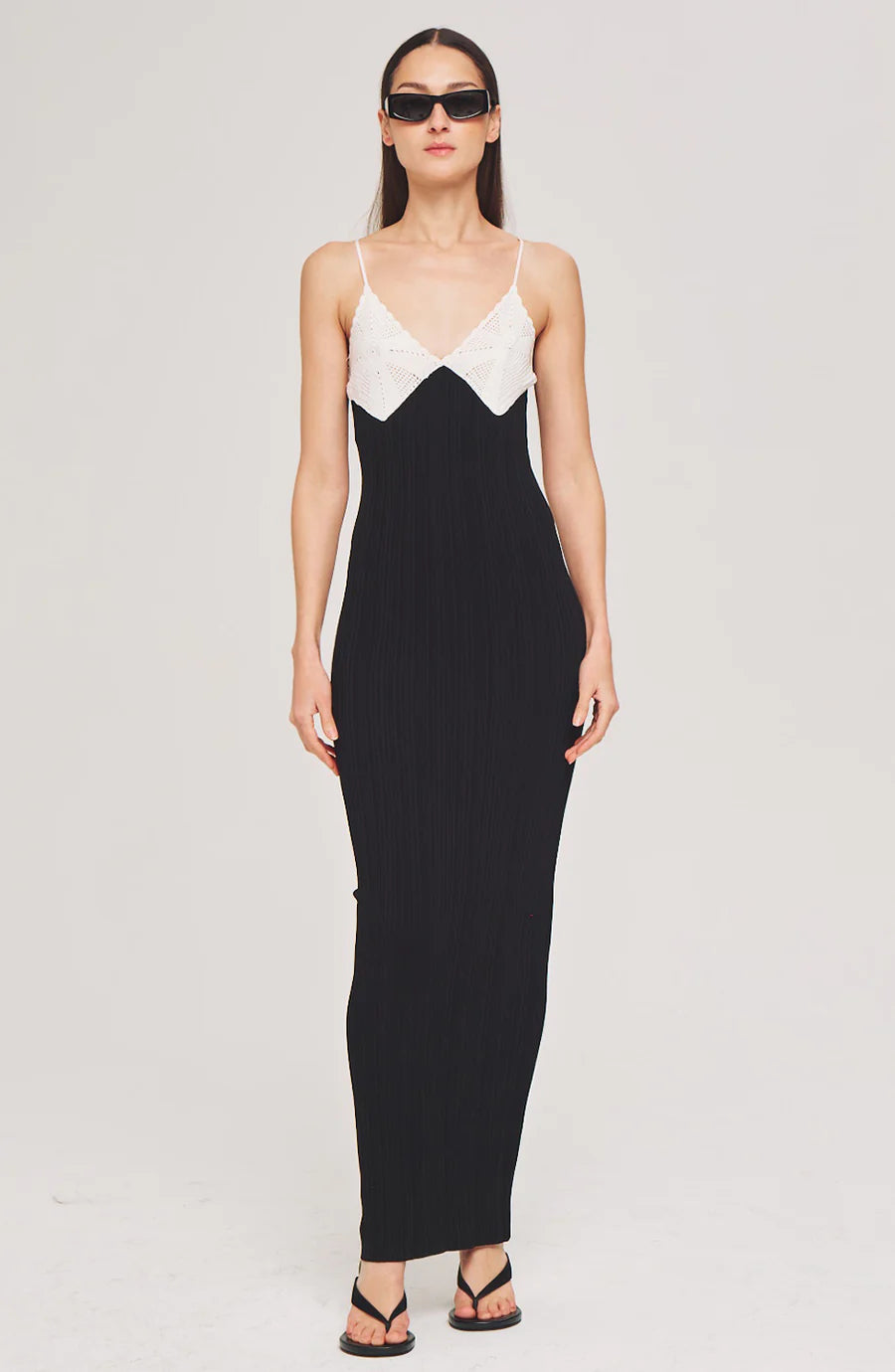 Amber Knit Dress - White / Black