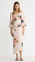 Asymmetrical Midi Dress - Blush Floral