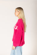 Lainey Hand Knit Amour Sweater - Cerise / Off White