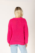 Lainey Hand Knit Amour Sweater - Cerise / Off White
