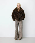 Amy Double-Breasted Faux-Fur Coat - Chocolate