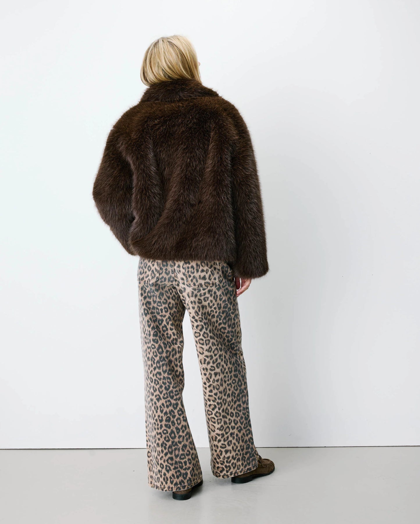 Amy Double-Breasted Faux-Fur Coat - Chocolate