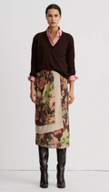 Asymmetrical Overlay Skirt - Mocha Flora