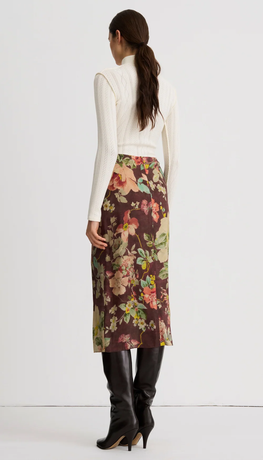 Asymmetrical Overlay Skirt - Mocha Flora
