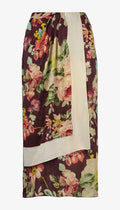 Asymmetrical Overlay Skirt - Mocha Flora