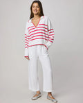 Arden Striped Polo Sweater - White/Rouge