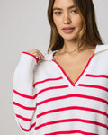 Arden Striped Polo Sweater - White/Rouge