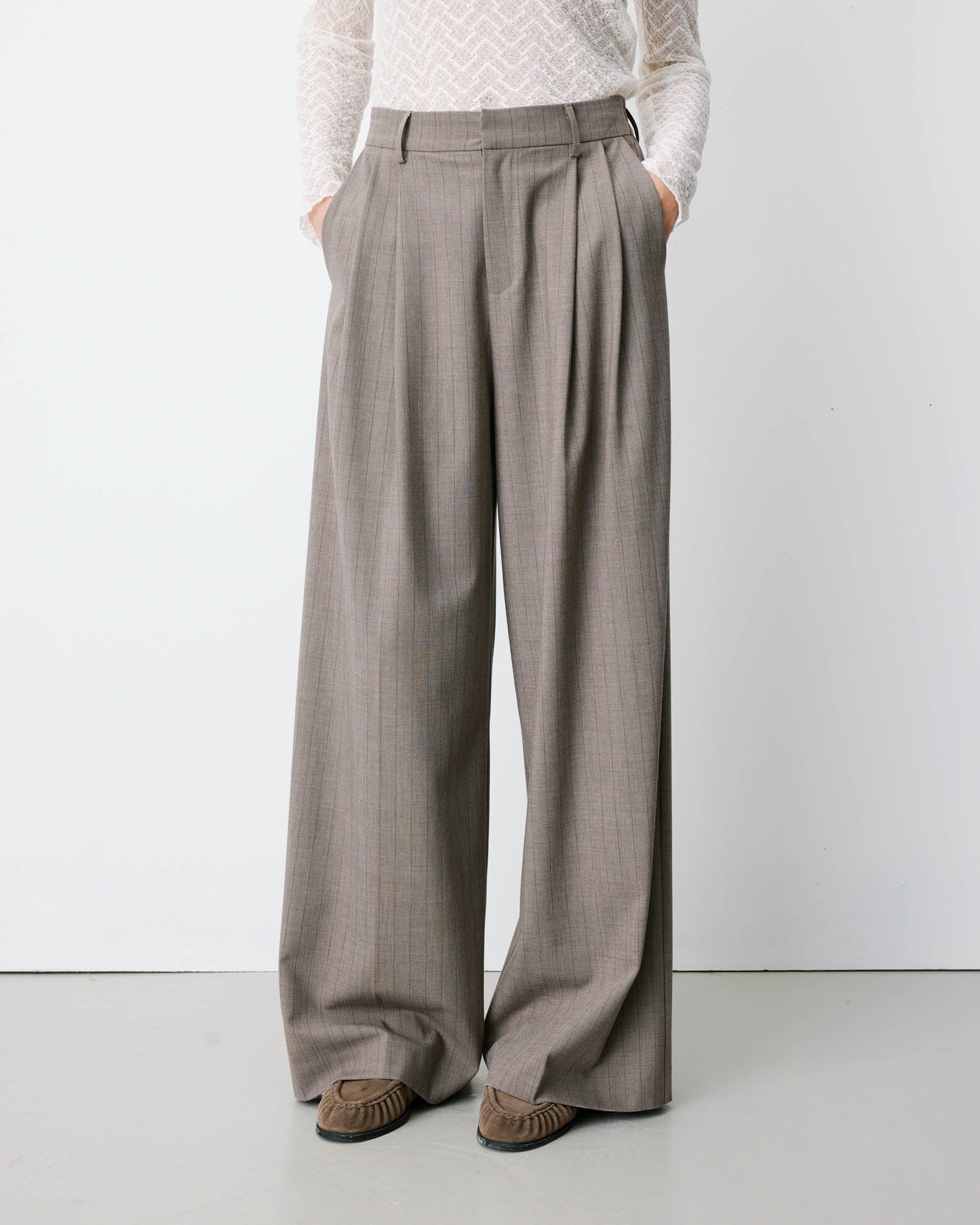 Ardoise Wide-Leg Tailored Pants - Stripe