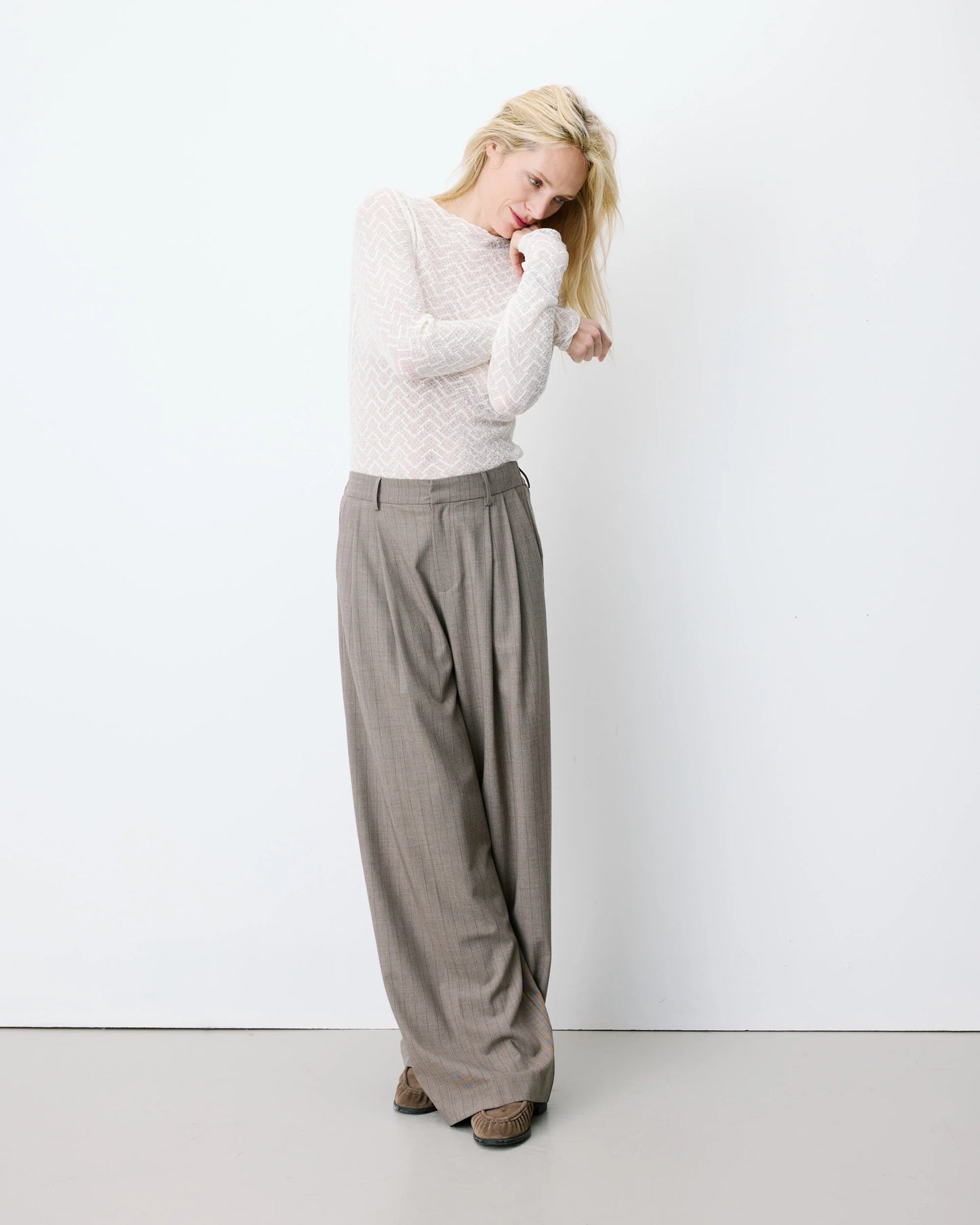 Ardoise Wide-Leg Tailored Pants - Stripe