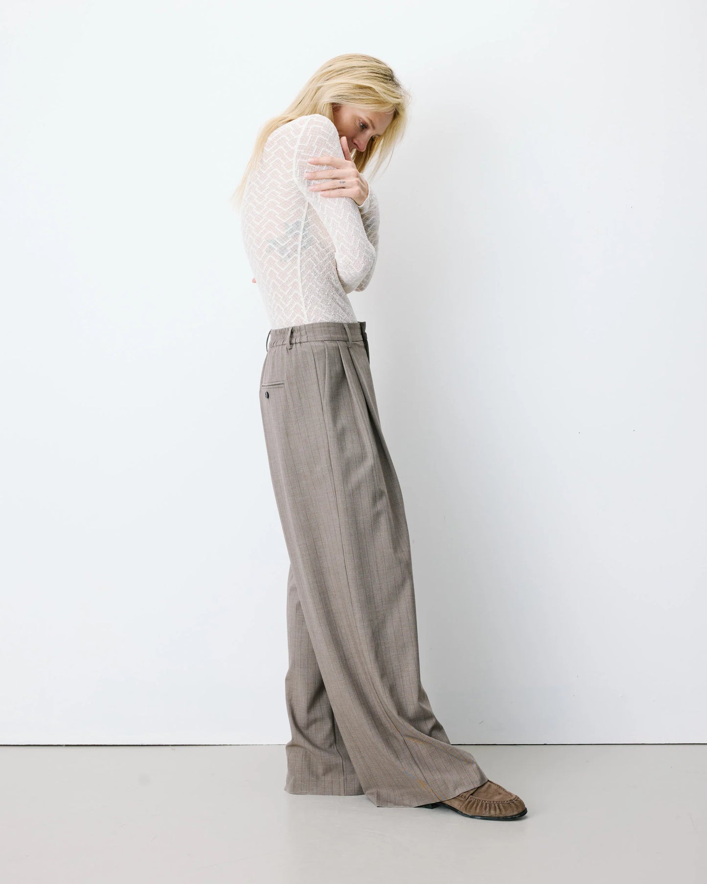 Ardoise Wide-Leg Tailored Pants - Stripe