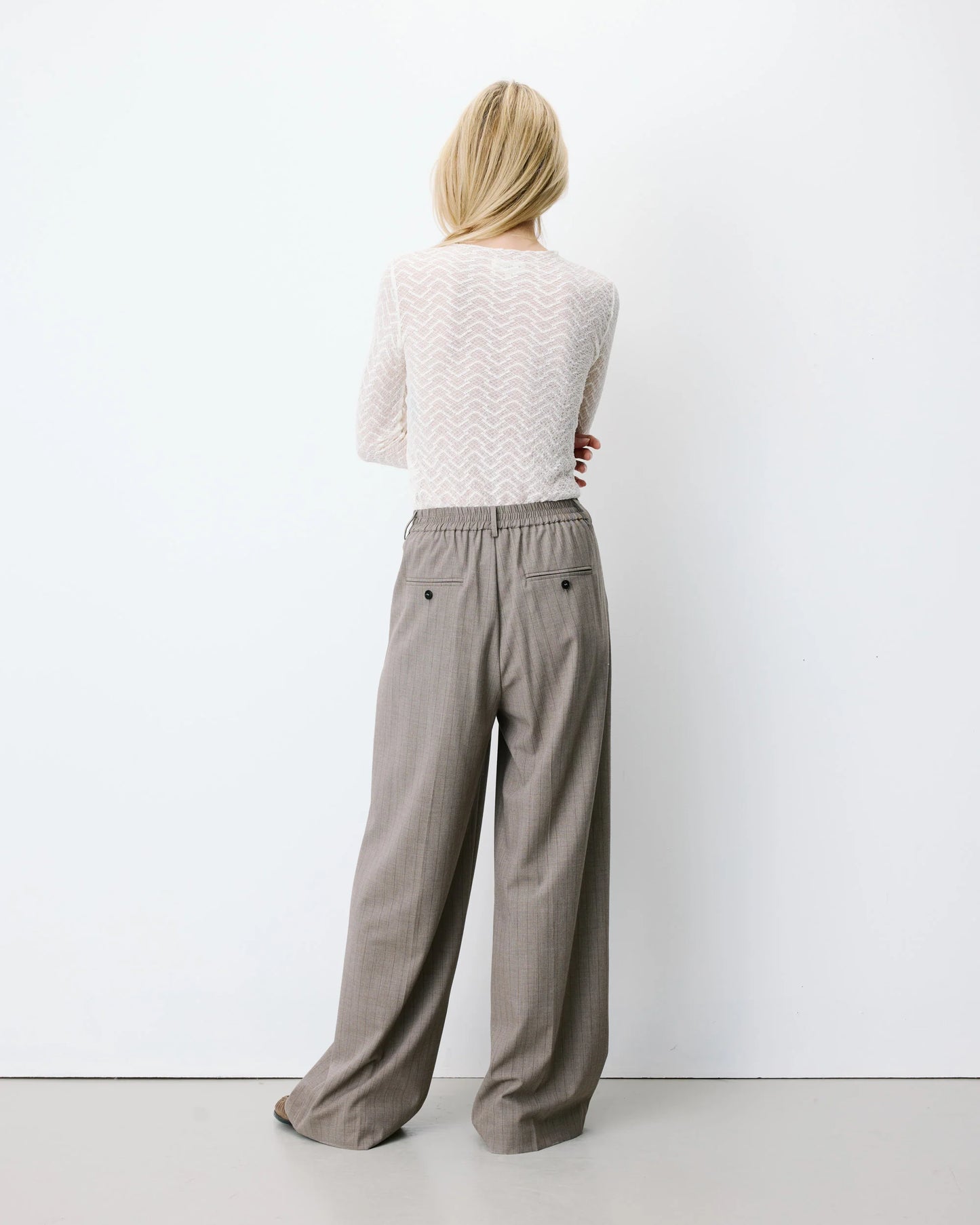 Ardoise Wide-Leg Tailored Pants - Stripe