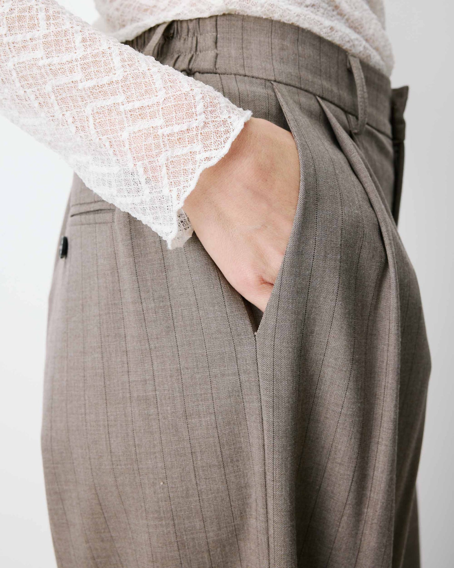 Ardoise Wide-Leg Tailored Pants - Stripe