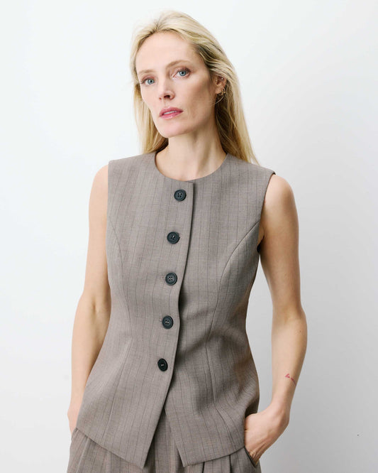Aristide Striped Tailored Vest - Stripe