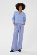 Arletty Linen Pants - Powder Blue/Gardenia Stripe