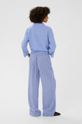 Arletty Linen Pants - Powder Blue/Gardenia Stripe