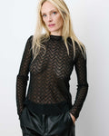 Aube Long-Sleeve Lace Top - Black