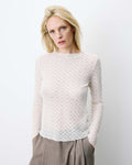 Aube Long-Sleeve Lace Top - Ecru
