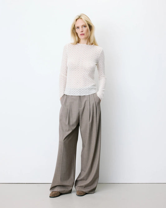 Aube Long-Sleeve Lace Top - Ecru