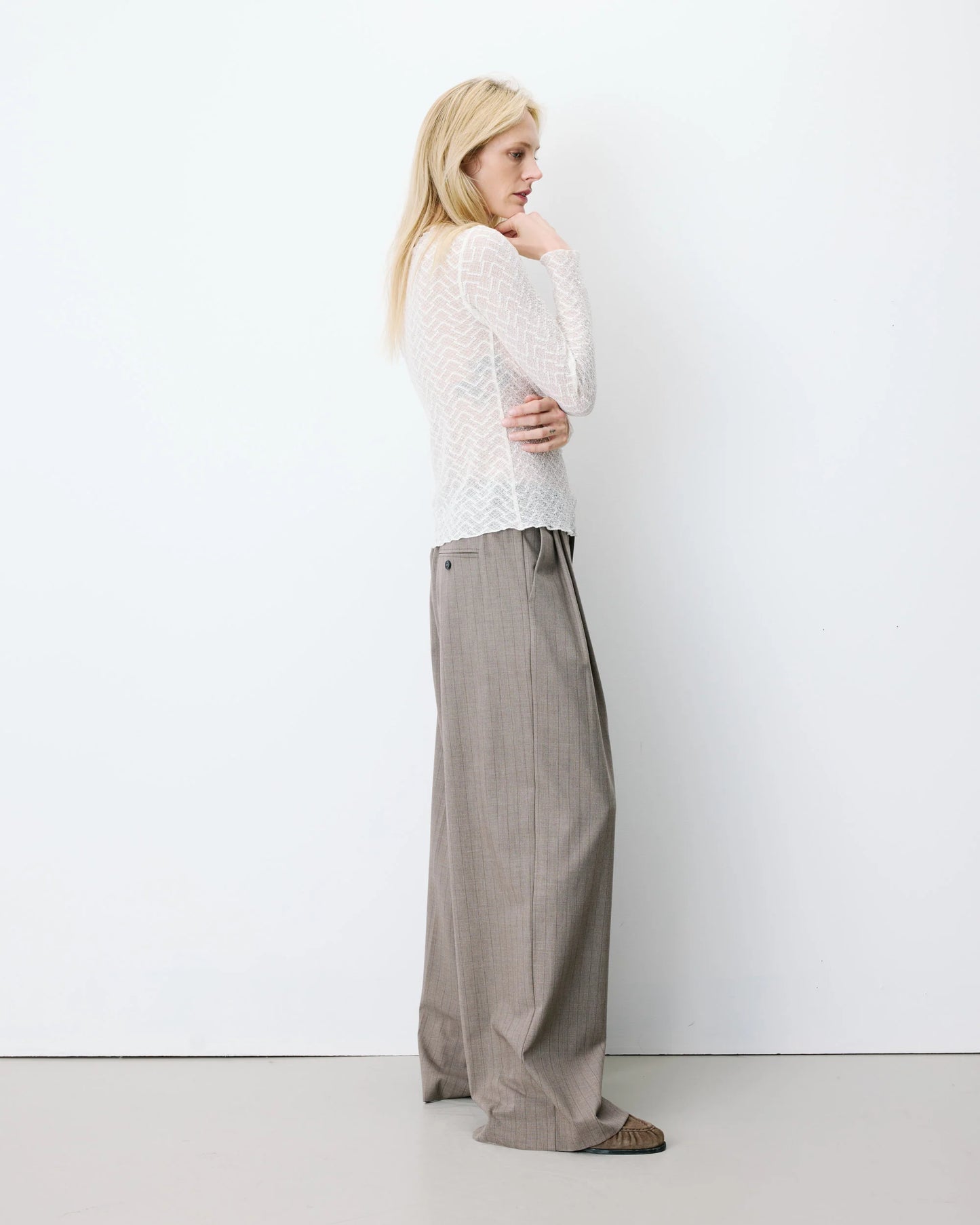 Aube Long-Sleeve Lace Top - Ecru