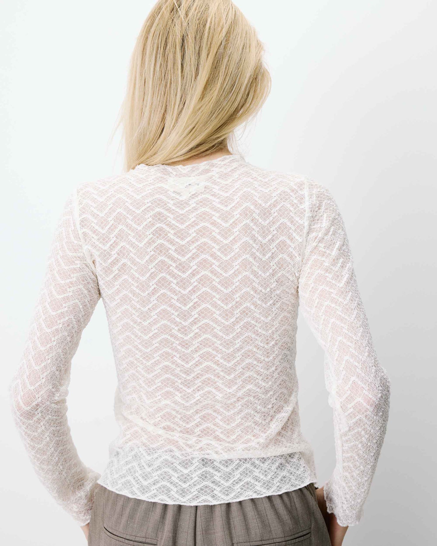 Aube Long-Sleeve Lace Top - Ecru