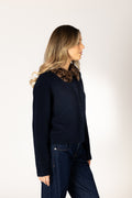 Aurora Novelty Fur Collar Cardi - Navy
