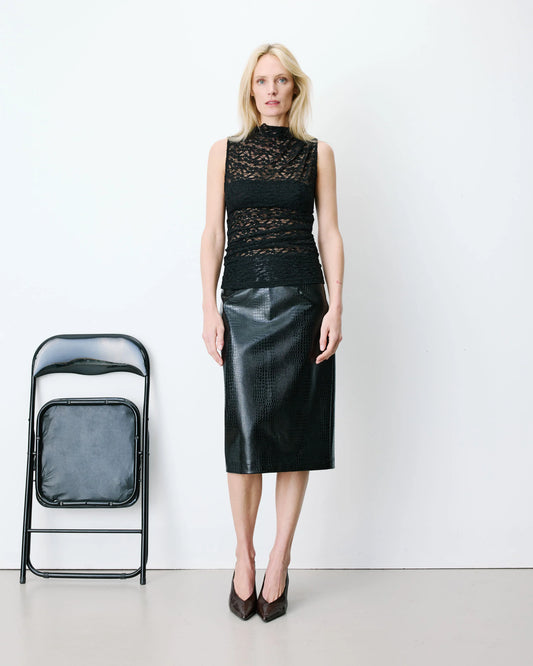 Avila Sleeveless Lace Top - Black