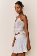 Avra Floral Cotton Peplum Cami - Chapparal Blue