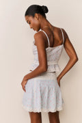 Avra Floral Cotton Peplum Cami - Chapparal Blue