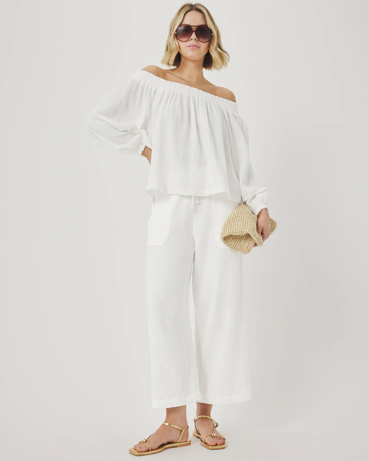Ava Gauze Pant - White