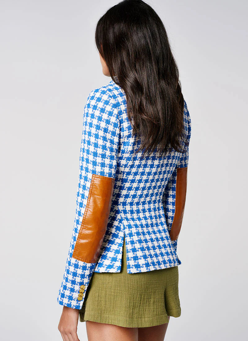 Patch Pocket Duchess with Elbow Patch - Azure Houndstooth