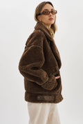 Badu Oversized Faux Shearling Jacket - Brown