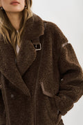 Badu Oversized Faux Shearling Jacket - Brown