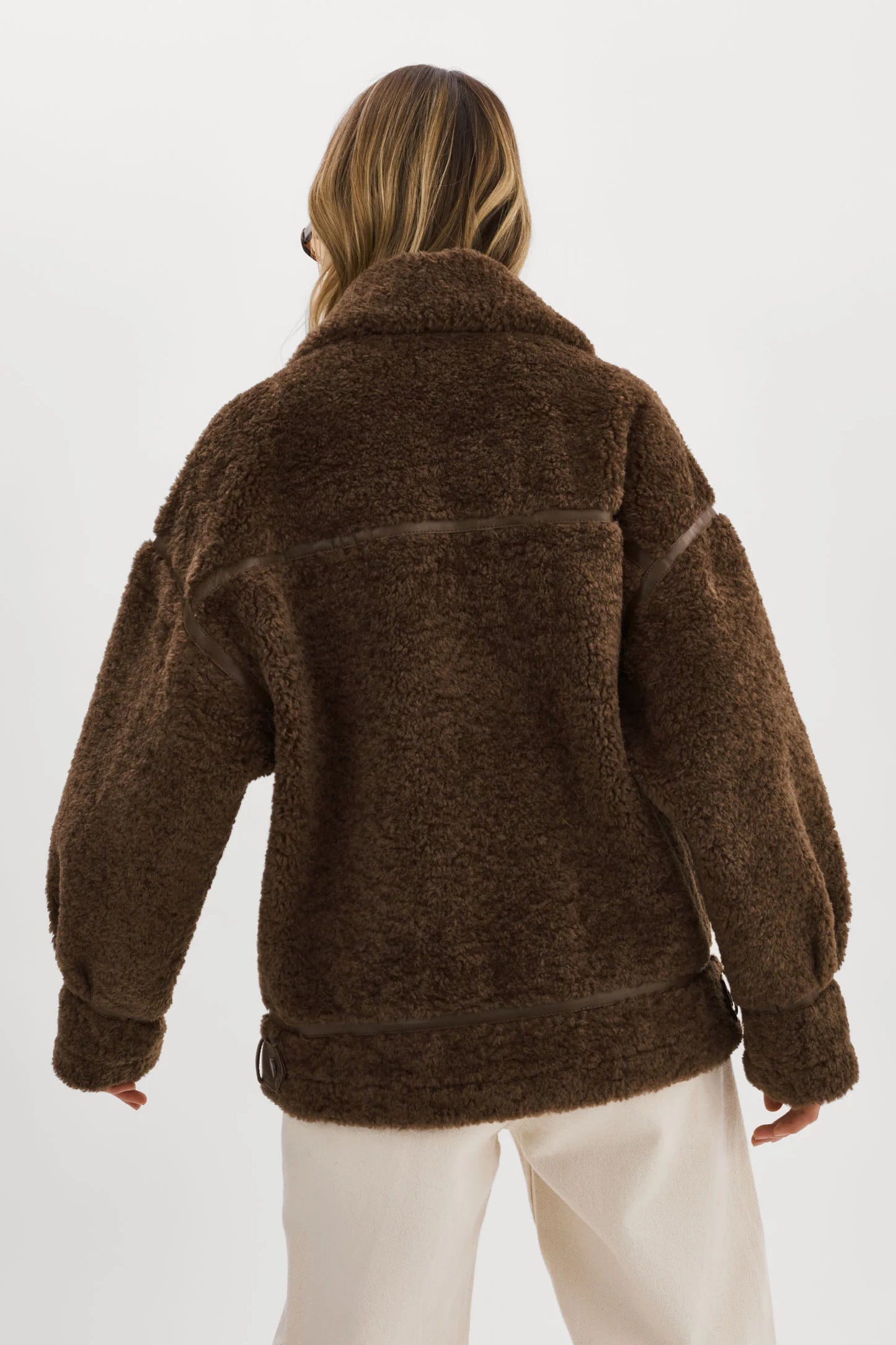 Badu Oversized Faux Shearling Jacket - Brown