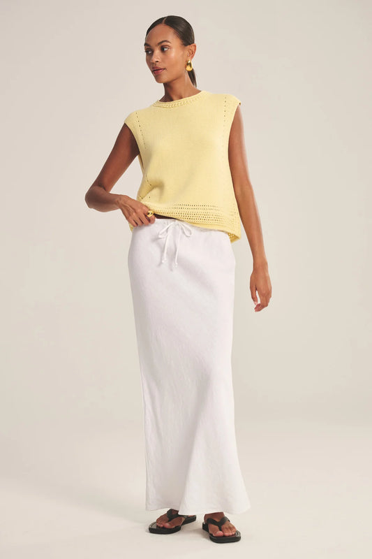 Beka Heavy Linen Skirt - White