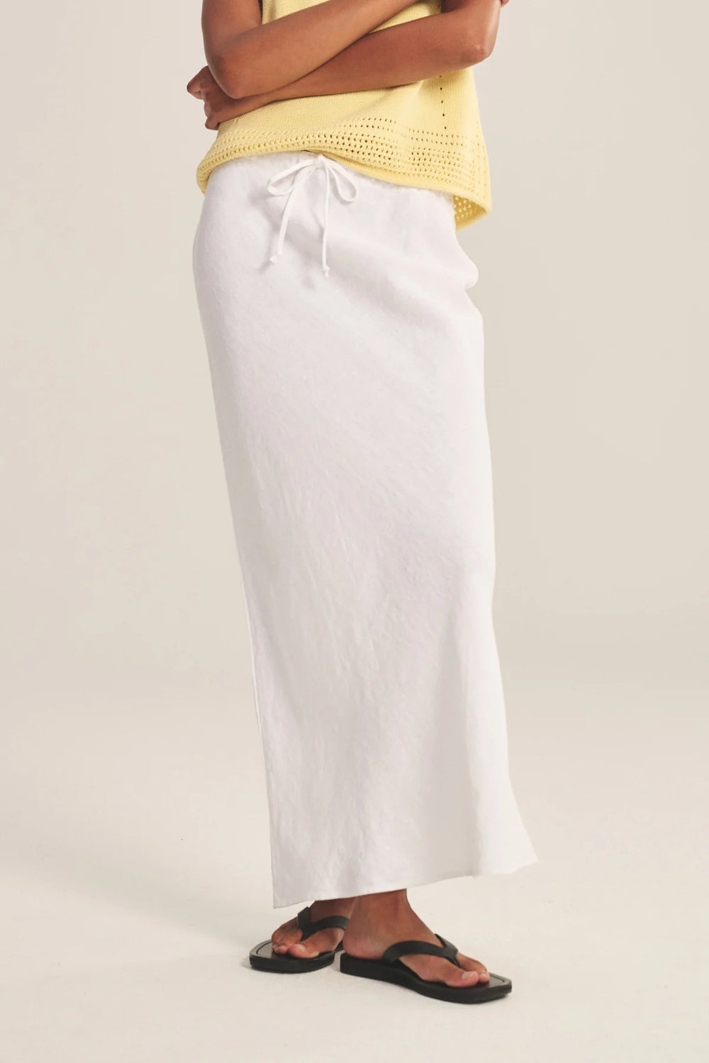 Beka Heavy Linen Skirt - White