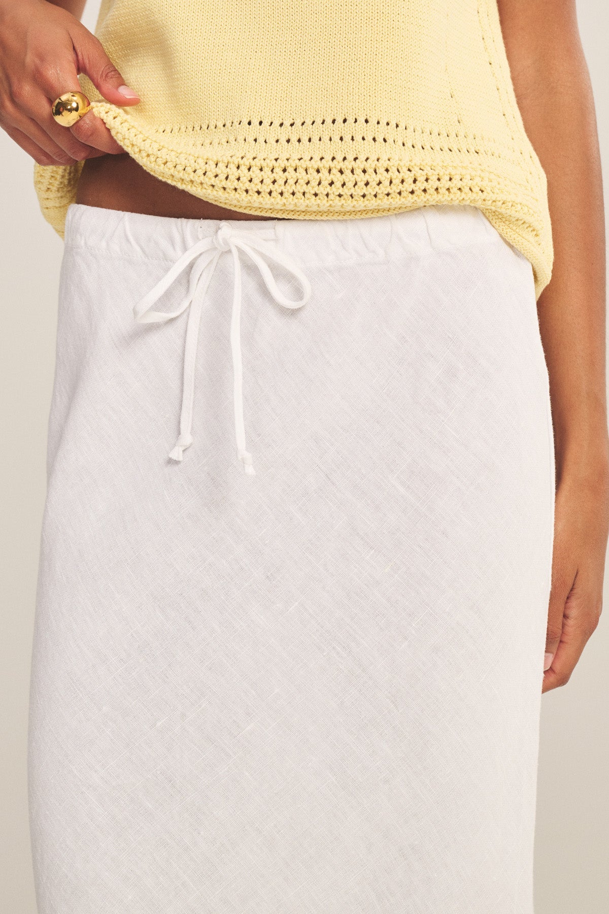 Beka Heavy Linen Skirt - White